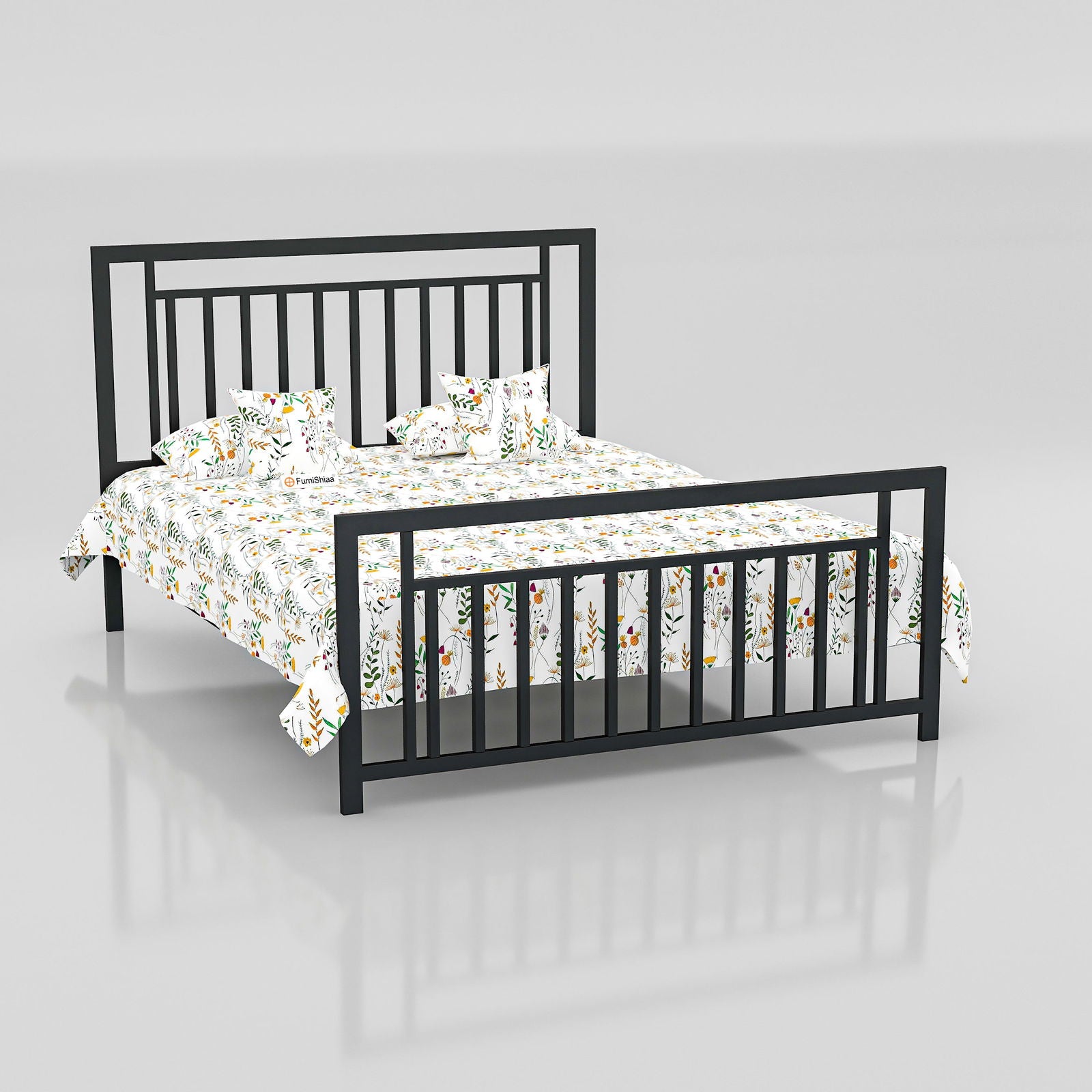 MetalCraft Parallel Lines Iron Bed - Furnishiaa -  -